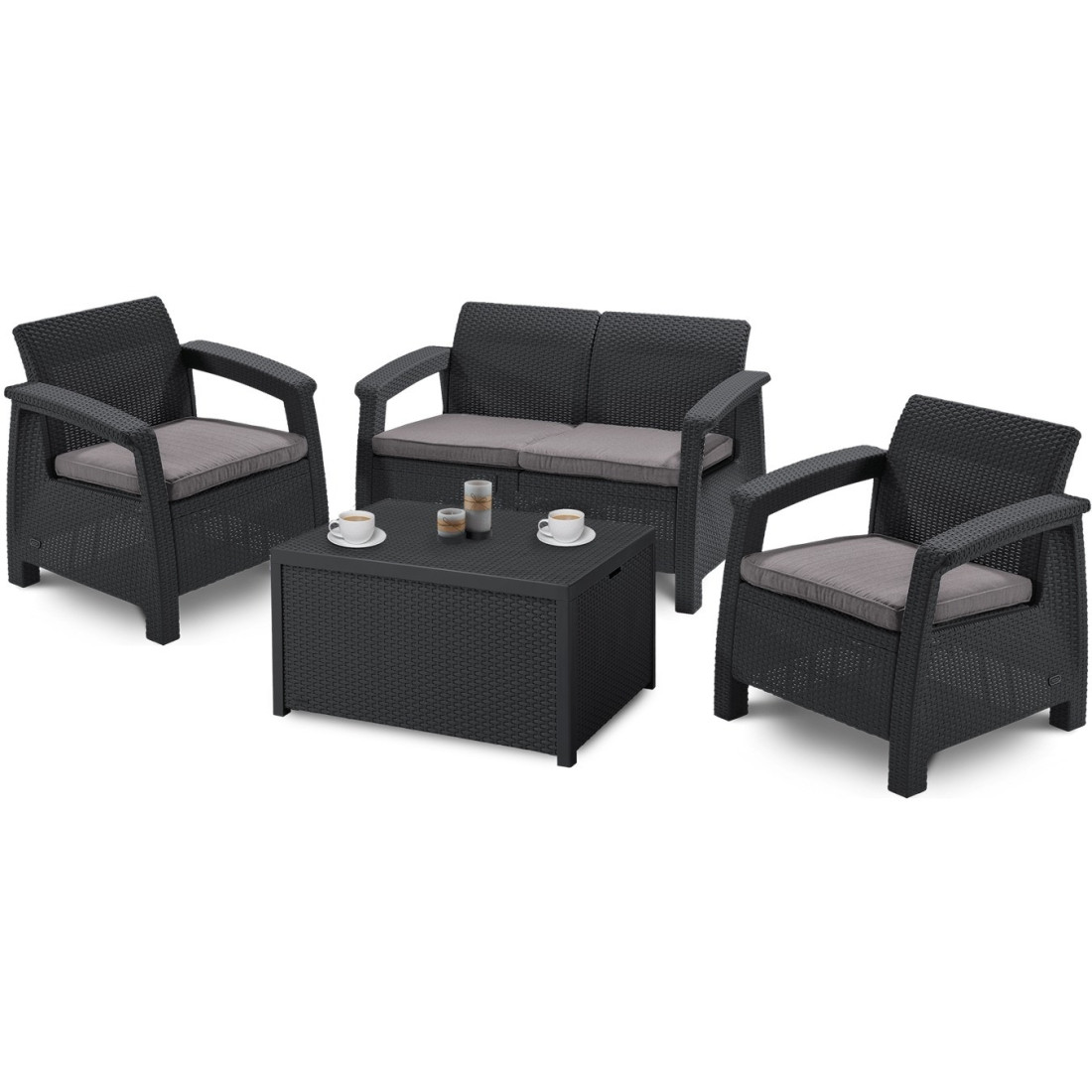 Mebe ogrodowe - Zestaw ogrodowy Corfu Box Graphite Focusgarden.pl