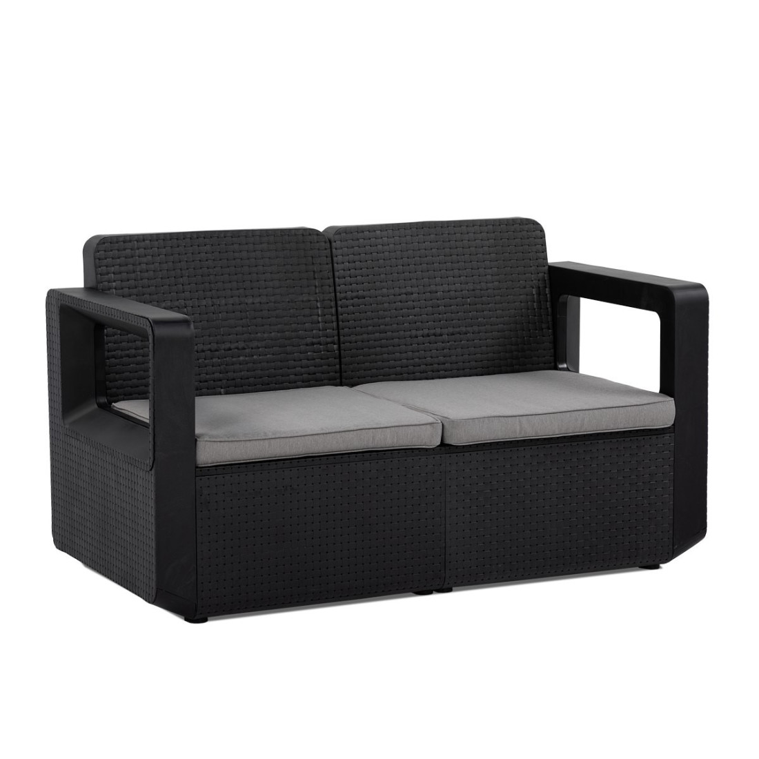 Ekologiczna dwuosobowa sofa w kolorze antracytowym