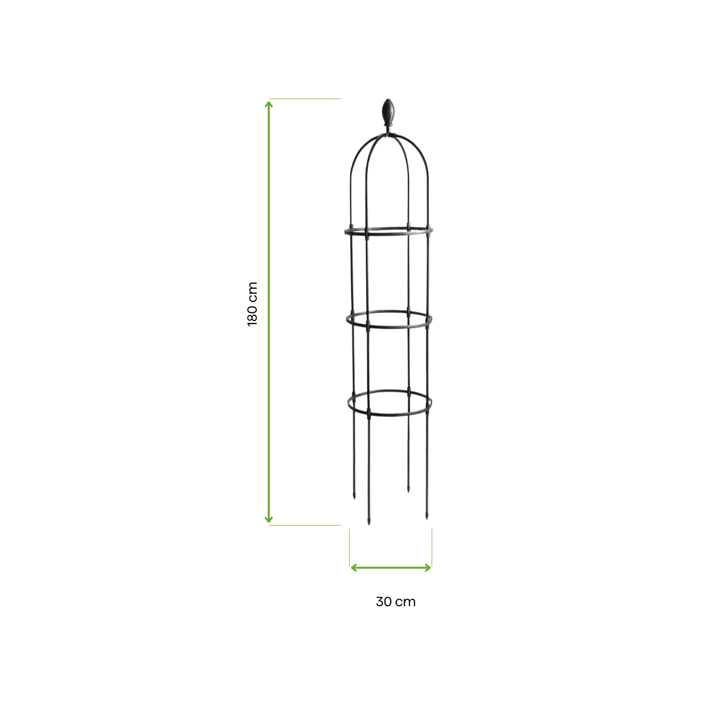 Wymiary - Czarna pergola na róże 180 cm - Cultivo