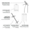 Cechy Biała pergola na róże, wys. 180cm, metalowa - Cultivo kolor biały 