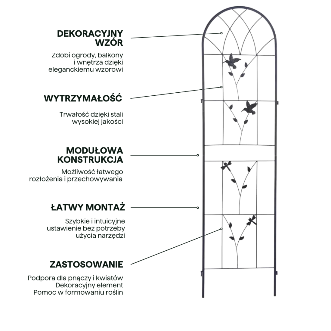 Stalowa Podpora Roślinna do Ogrodu 190x55 cm - Styl i Trwałość