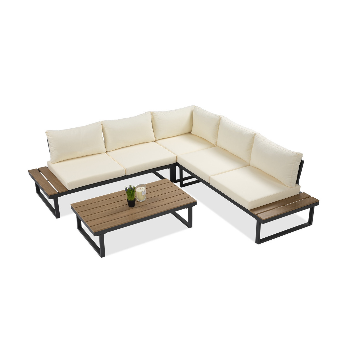 Ogrodowy narożnik ze stolikiem EMERSON Light Beige od firmy Focus Garden