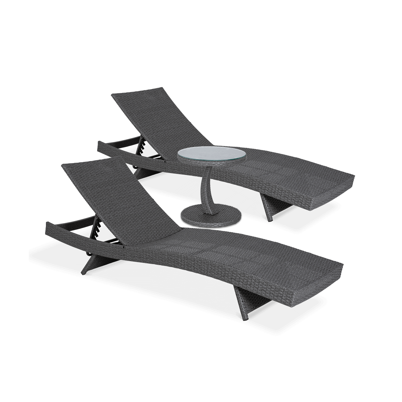 Zestaw dwie leżanki WAVE + stolik PREMIO Dark Grey - Focus Garden