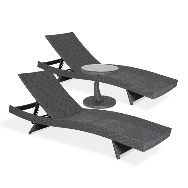 Zestaw dwie leżanki WAVE + stolik PREMIO Dark Grey - Focus Garden