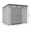 Rysunek z wymiarami domku narzędziowego PENTHOUSE 9x7 Grey Signature Collection od firmy Keter