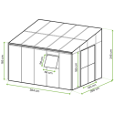 Wymiary Oranżeria SOHO Black 364x290cm Solid PC + Glass - Gutroof, szkło hartowane przezroczyste, czarna konstrukcja z bliska