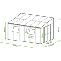 Wymiary Oranżeria SOHO Black 434x290cm PC + Glass - Gutroof
