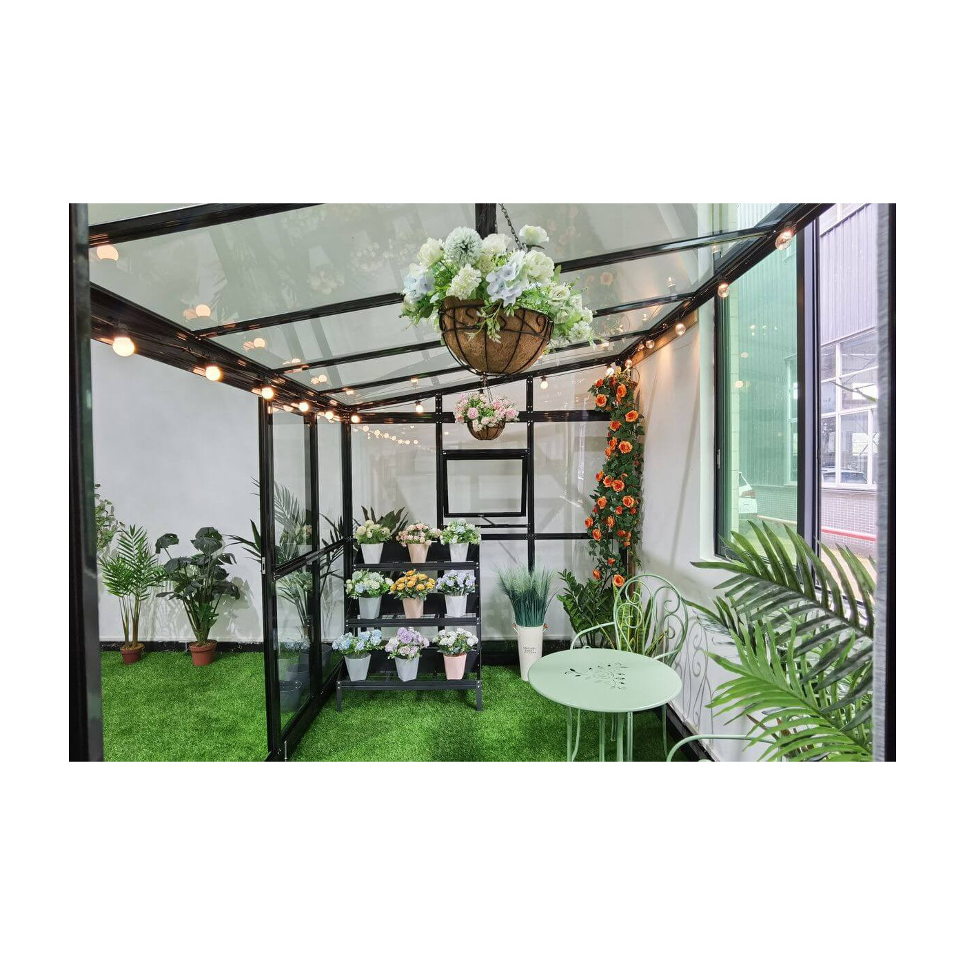 Dekoracje w przyściennym ogrodzie zimowym SOHO Black 434x290cm Solid PC + Glass - Gutroof