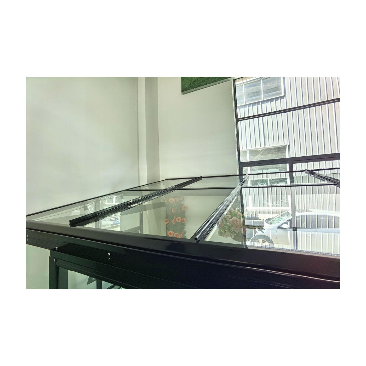 Wytrzymały dach w oranżerii przyściennej SOHO 505x290cm PC, Glass Gutroof 