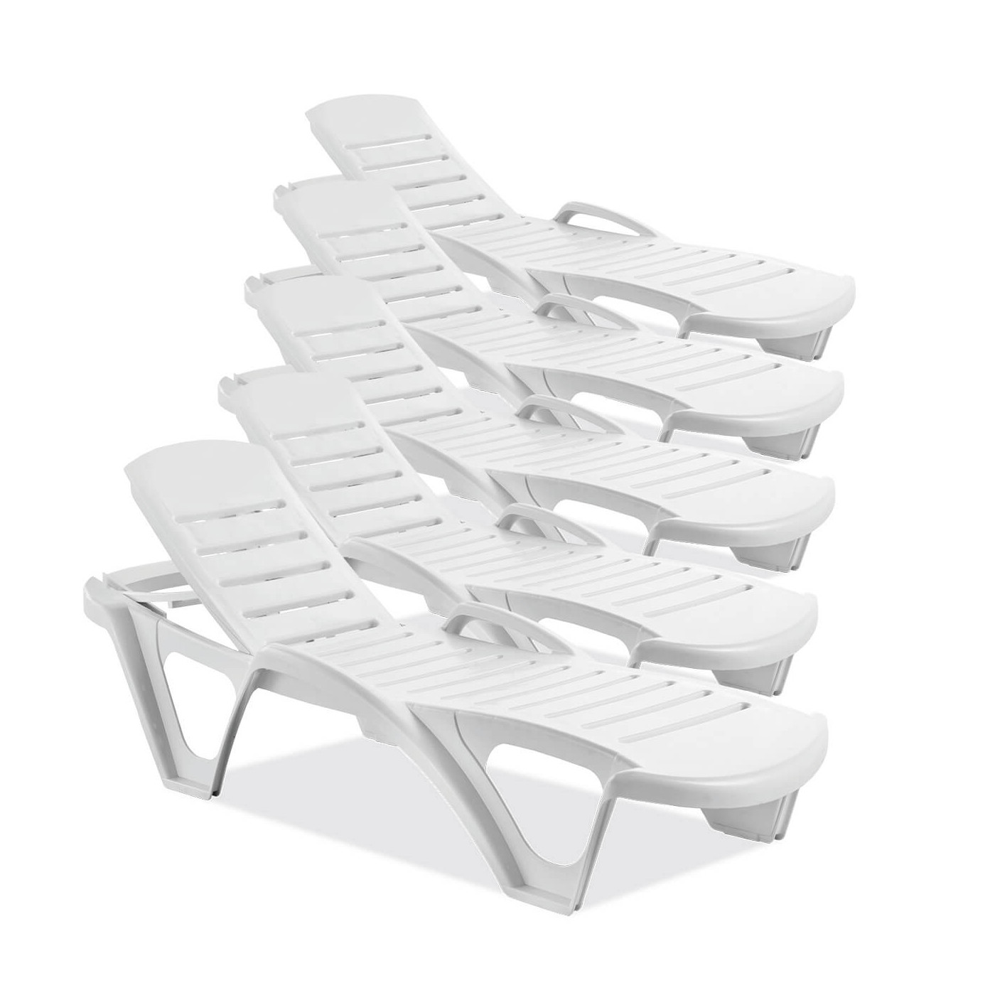 Zestaw pięciu leżaków MONOBLOCK White