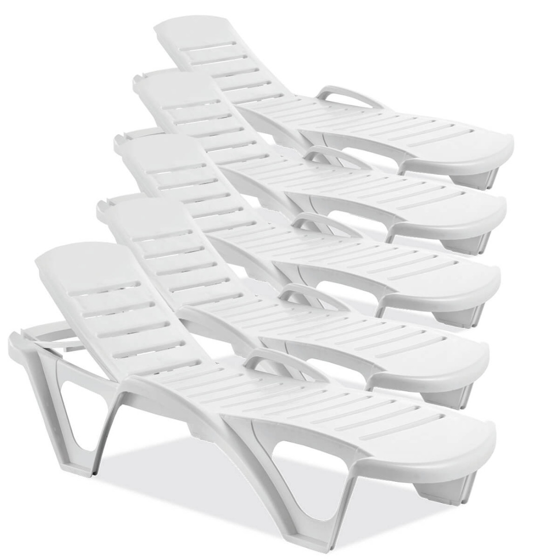 Zestaw pięciu leżaków MONOBLOCK White