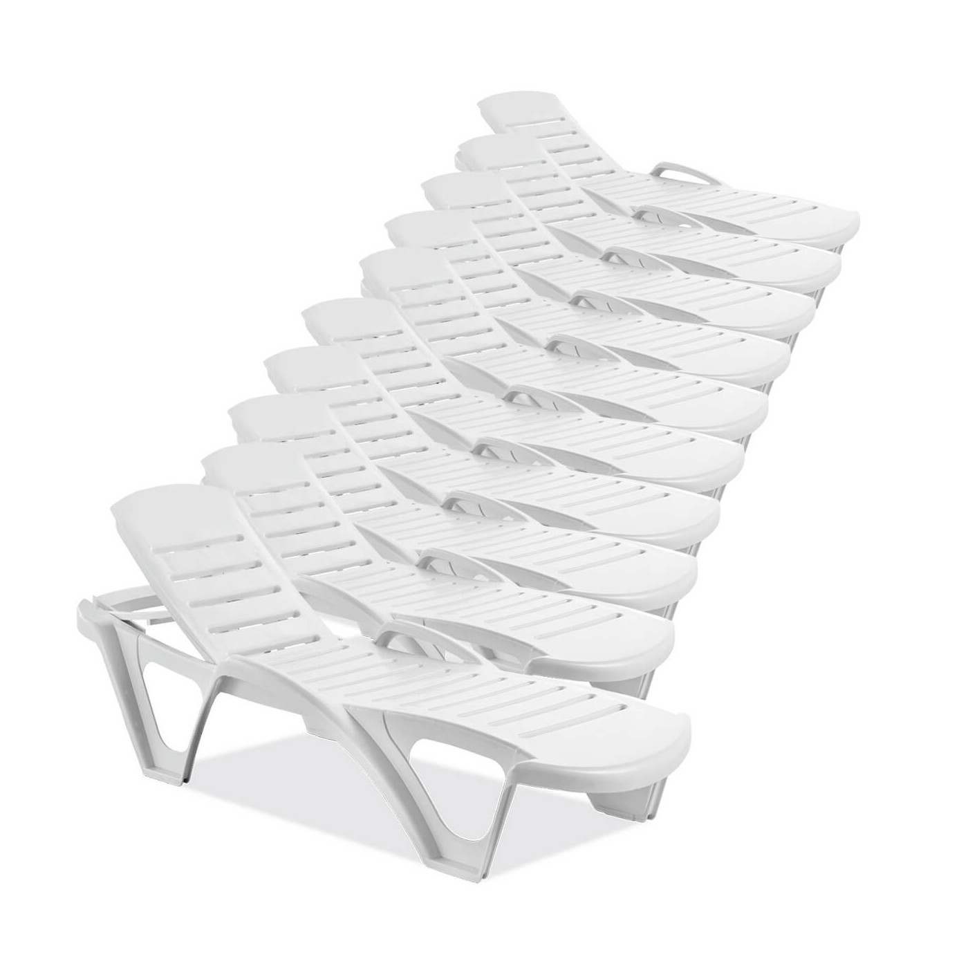 Zestaw dziesięciu leżaków MONOBLOCK White od Focus Garden