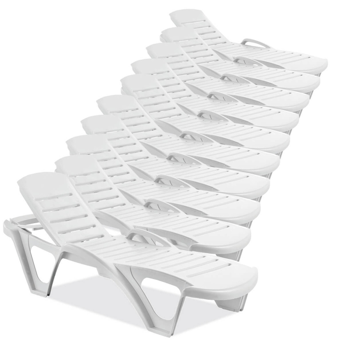 Zestaw dziesięciu leżaków MONOBLOCK White od Focus Garden