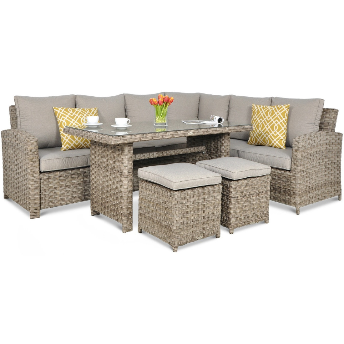 OUTLET 062 Narożnik technorattanowy SANTANA DINING Beige
