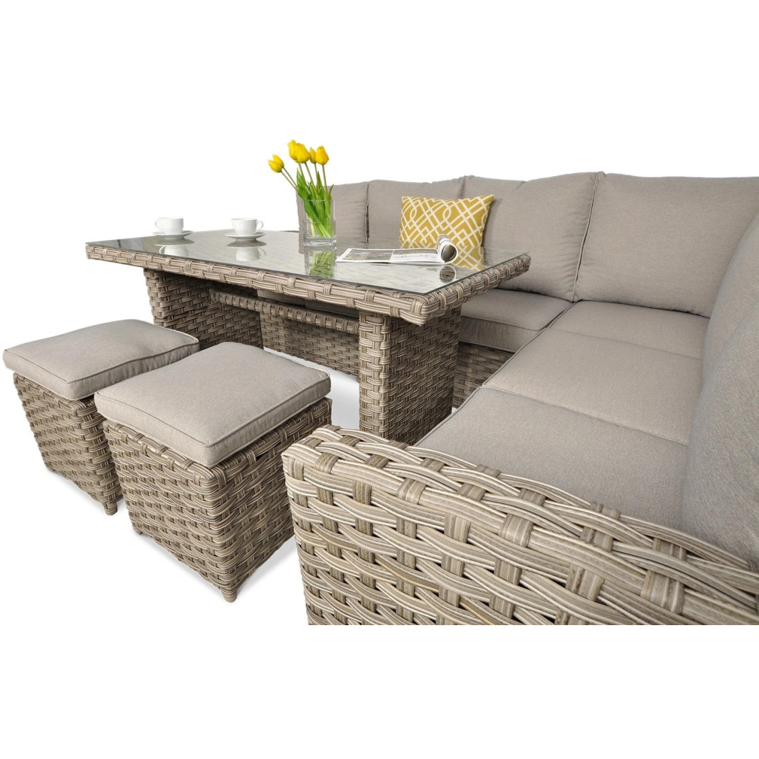 OUTLET 062 Narożnik technorattanowy SANTANA DINING Beige