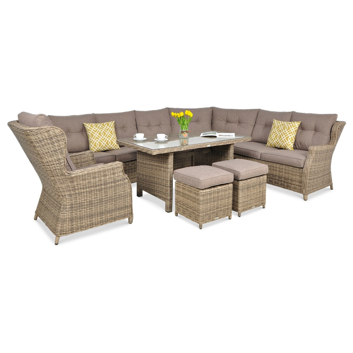 OUTLET 063 Narożnik z technorattanu TRIVENTO DINING Brown