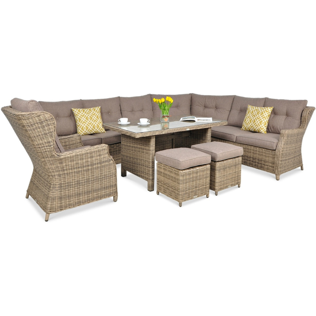 OUTLET 063 Narożnik z technorattanu TRIVENTO DINING Brown