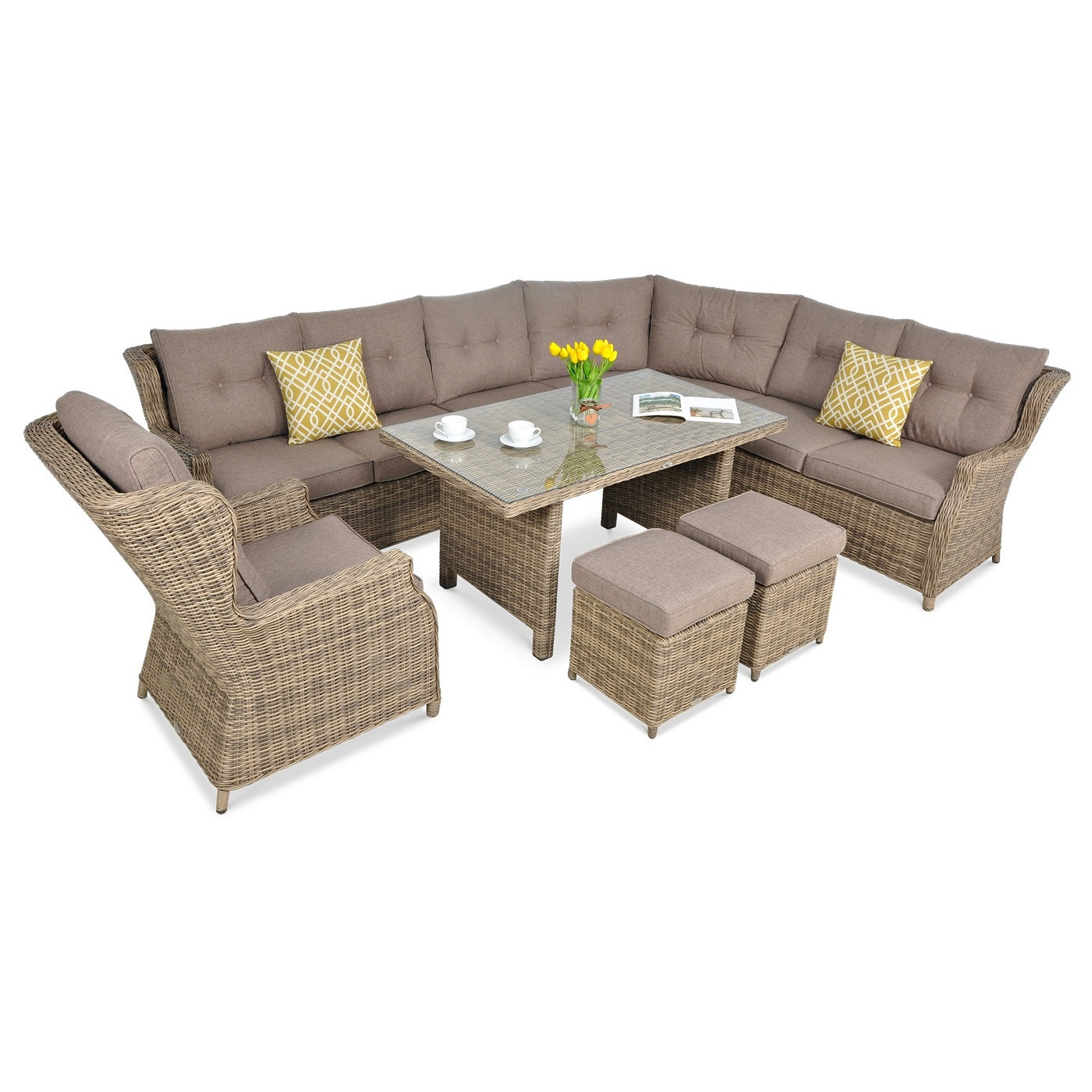 OUTLET 063 Narożnik z technorattanu TRIVENTO DINING Brown
