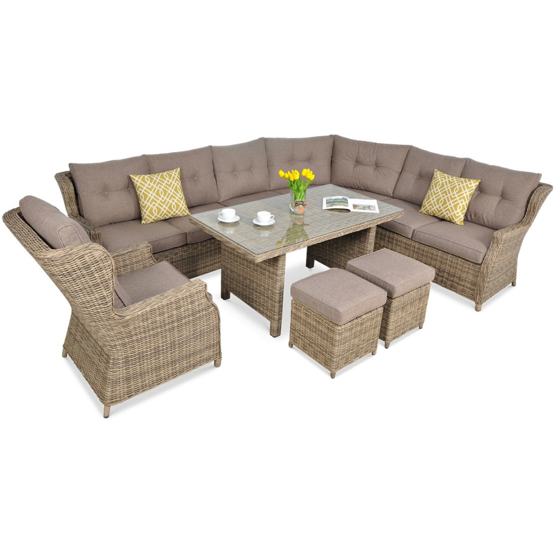 OUTLET 063 Narożnik z technorattanu TRIVENTO DINING Brown