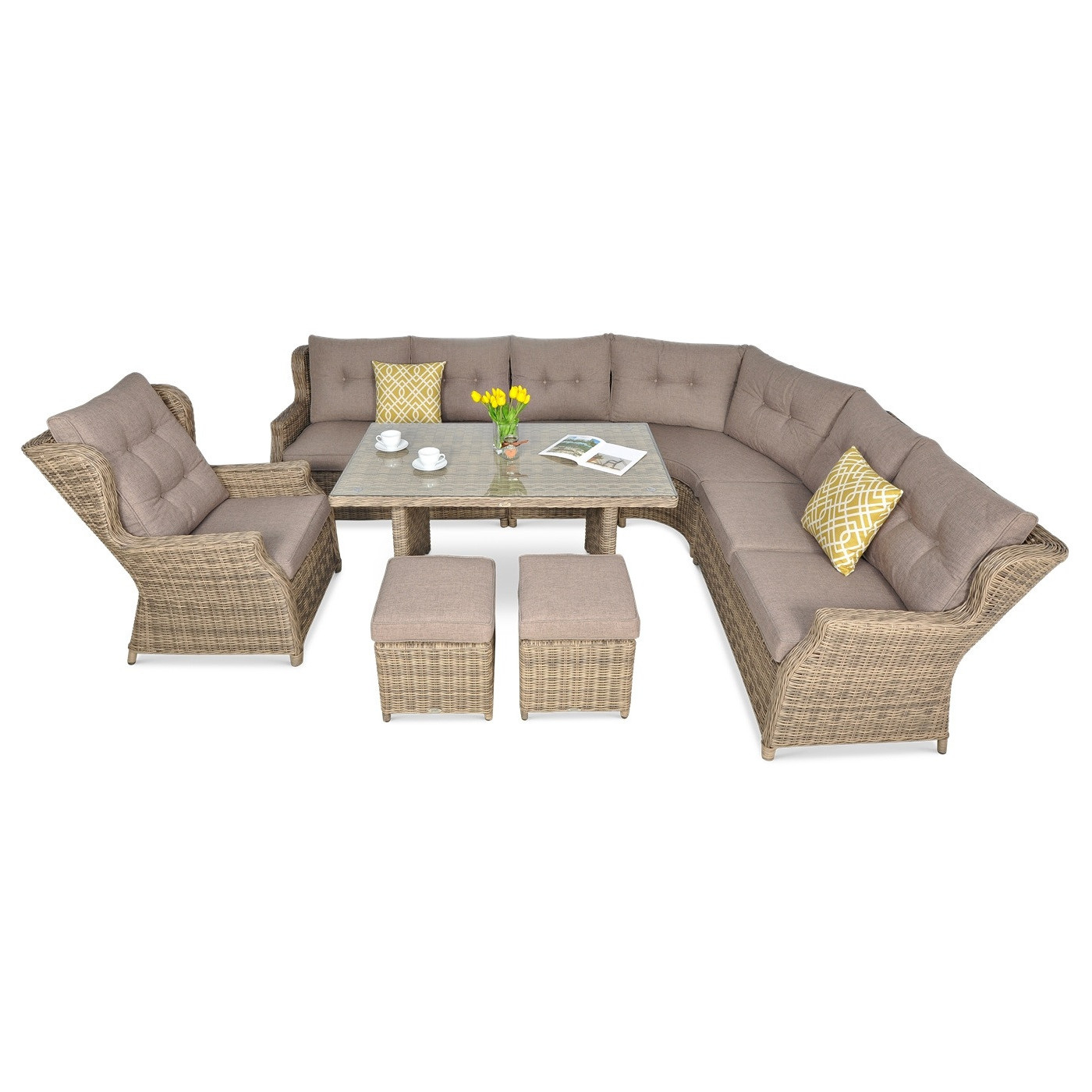 OUTLET 063 Narożnik z technorattanu TRIVENTO DINING Brown