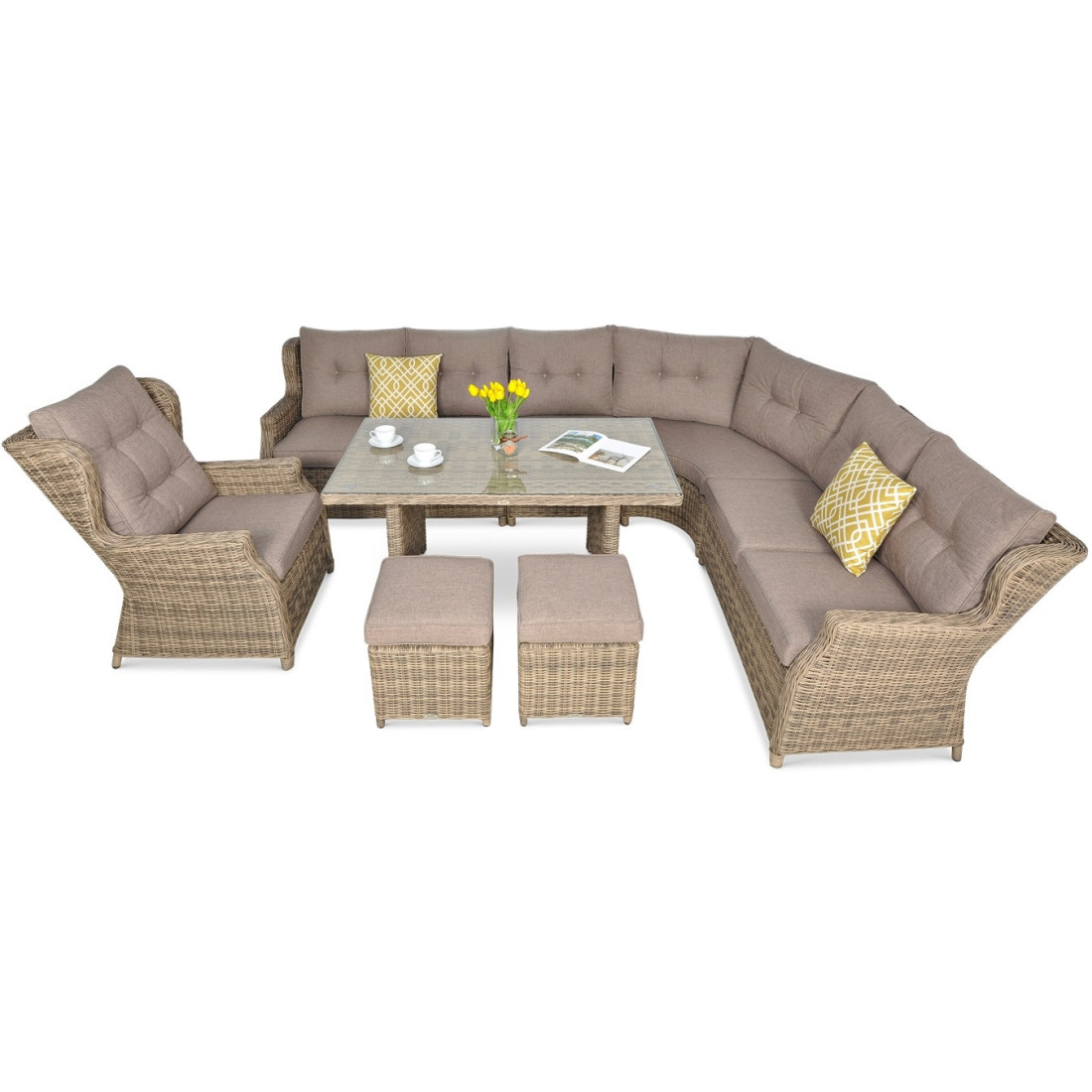 OUTLET 063 Narożnik z technorattanu TRIVENTO DINING Brown