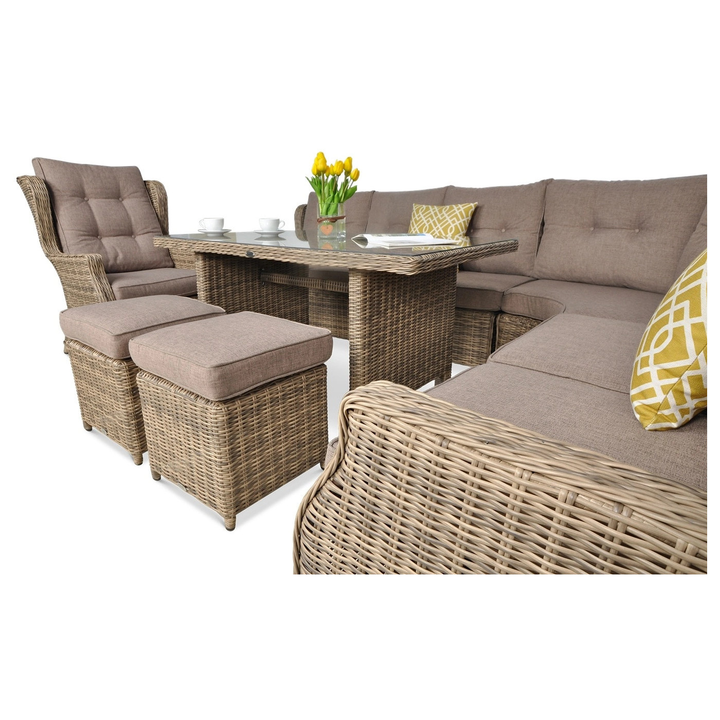 OUTLET 063 Narożnik z technorattanu TRIVENTO DINING Brown