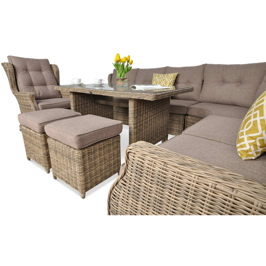 OUTLET 063 Narożnik z technorattanu TRIVENTO DINING Brown