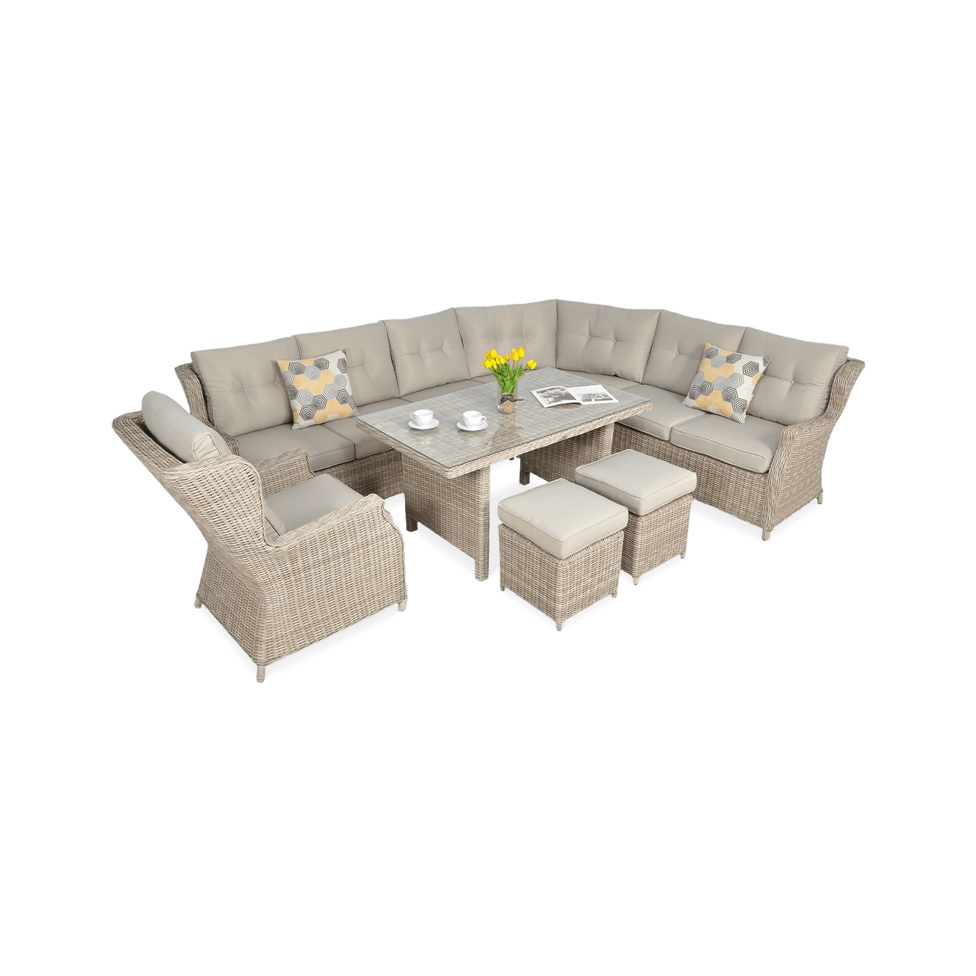 OUTLET 066 Narożnik z technorattanu TRIVENTO DINING Light Beige