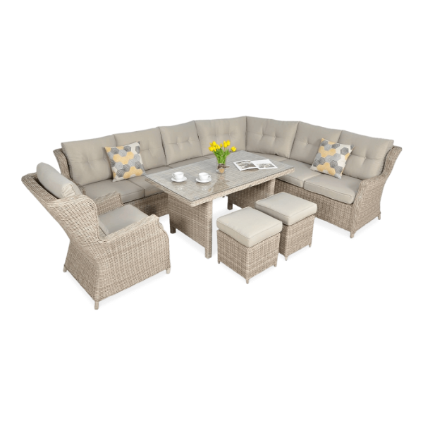 OUTLET 066 Narożnik z technorattanu TRIVENTO DINING Light Beige