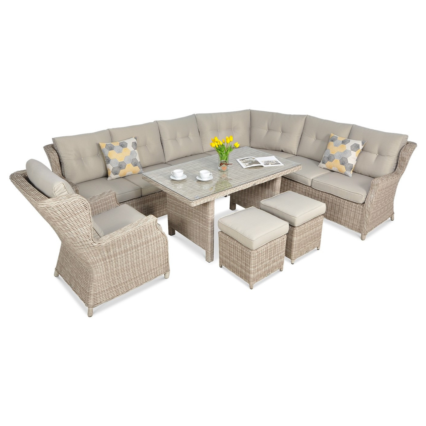 OUTLET 066 Narożnik z technorattanu TRIVENTO DINING Light Beige