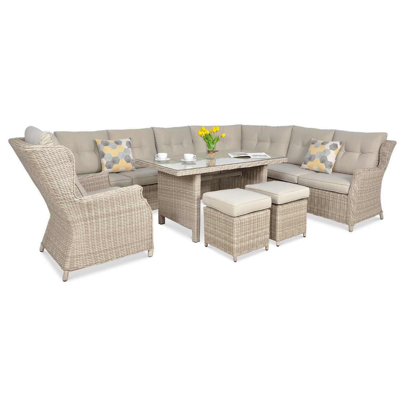 OUTLET 066 Narożnik z technorattanu TRIVENTO DINING Light Beige