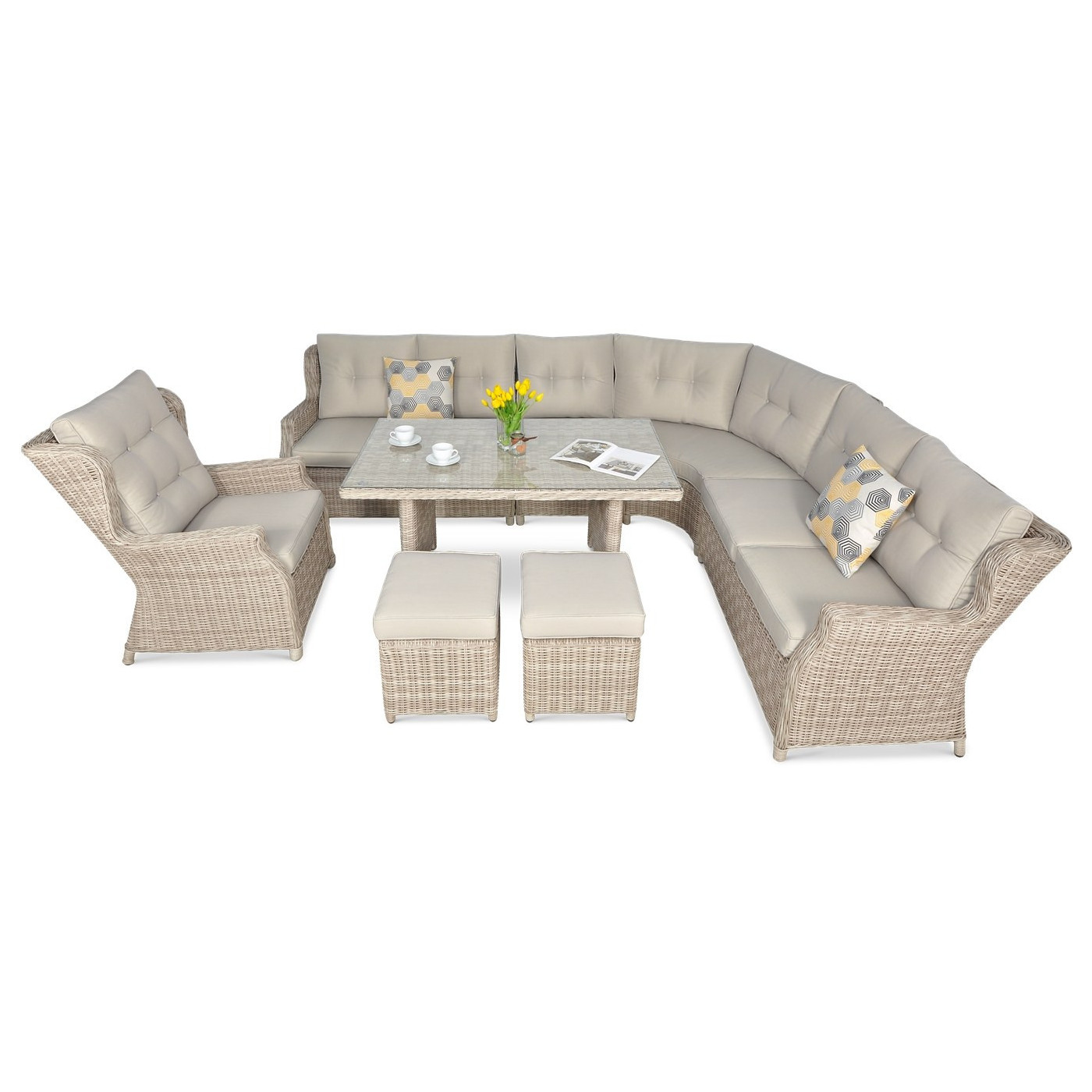 OUTLET 066 Narożnik z technorattanu TRIVENTO DINING Light Beige