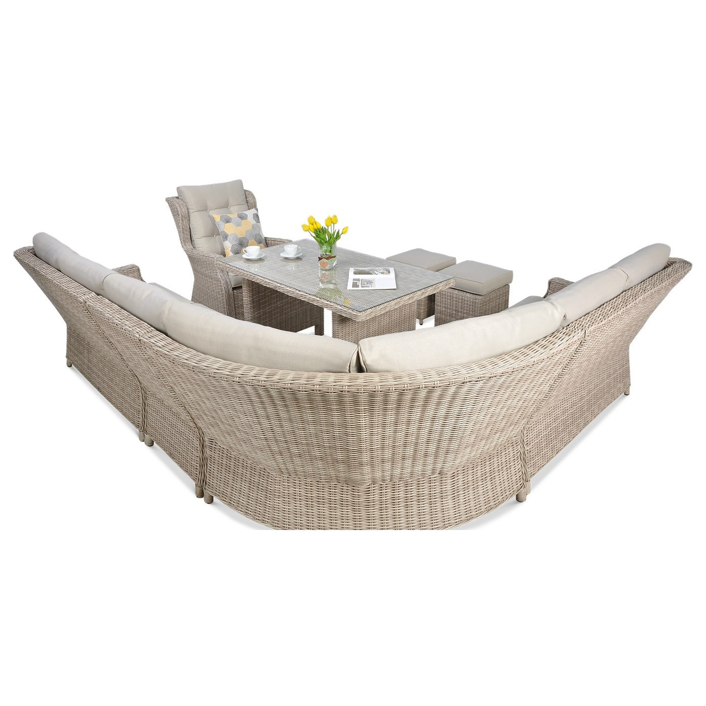 OUTLET 066 Narożnik z technorattanu TRIVENTO DINING Light Beige