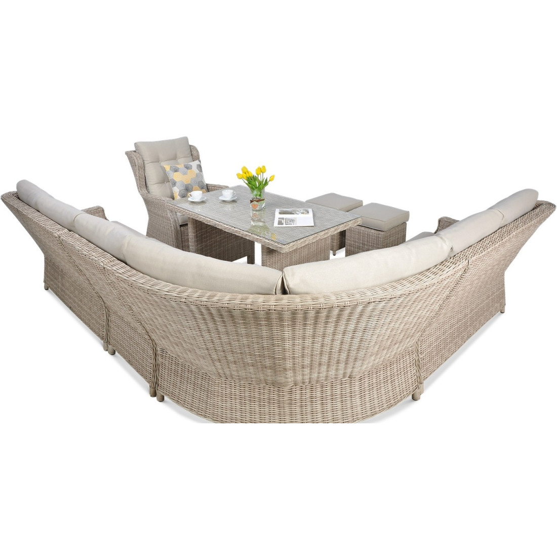 OUTLET 066 Narożnik z technorattanu TRIVENTO DINING Light Beige