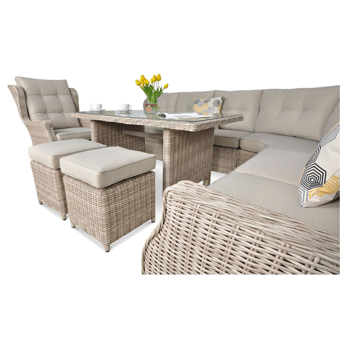 OUTLET 066 Narożnik z technorattanu TRIVENTO DINING Light Beige
