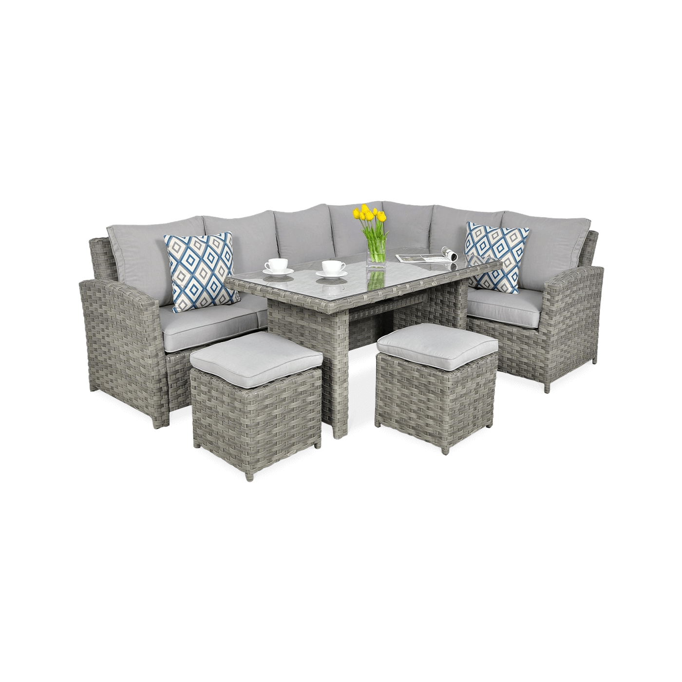 OUTLET 126 Narożnik technorattanowy SANTANA DINING Modern Grey