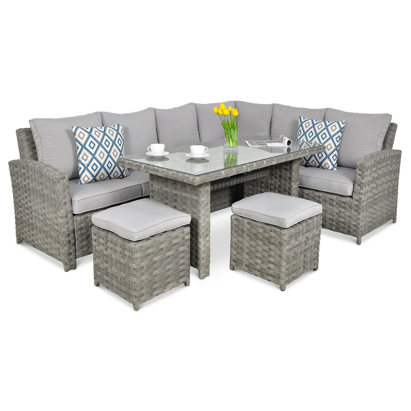 OUTLET 126 Narożnik technorattanowy SANTANA DINING Modern Grey