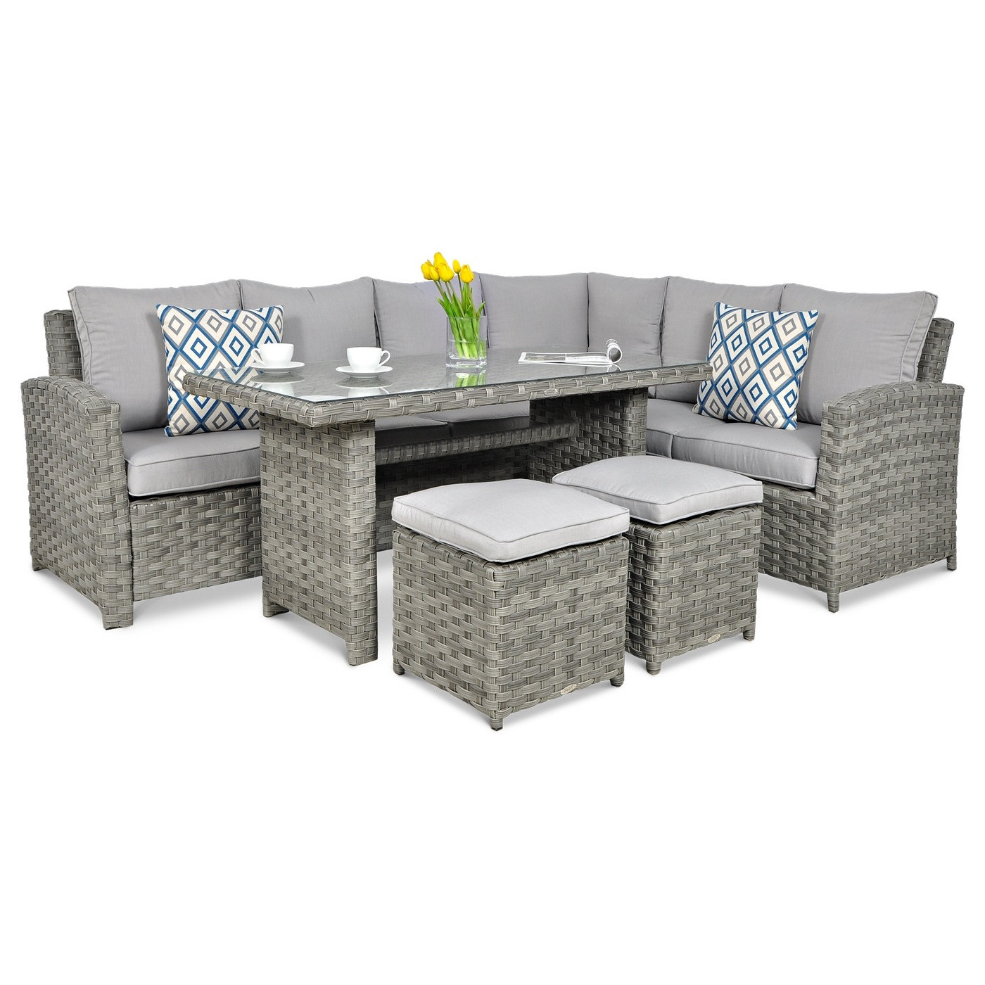 OUTLET 126 Narożnik technorattanowy SANTANA DINING Modern Grey