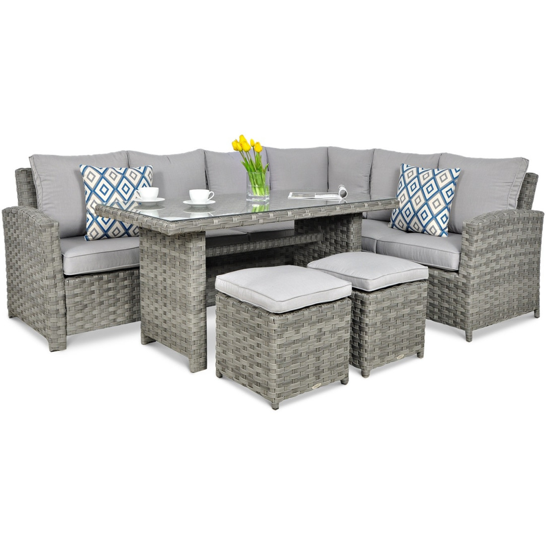 OUTLET 126 Narożnik technorattanowy SANTANA DINING Modern Grey