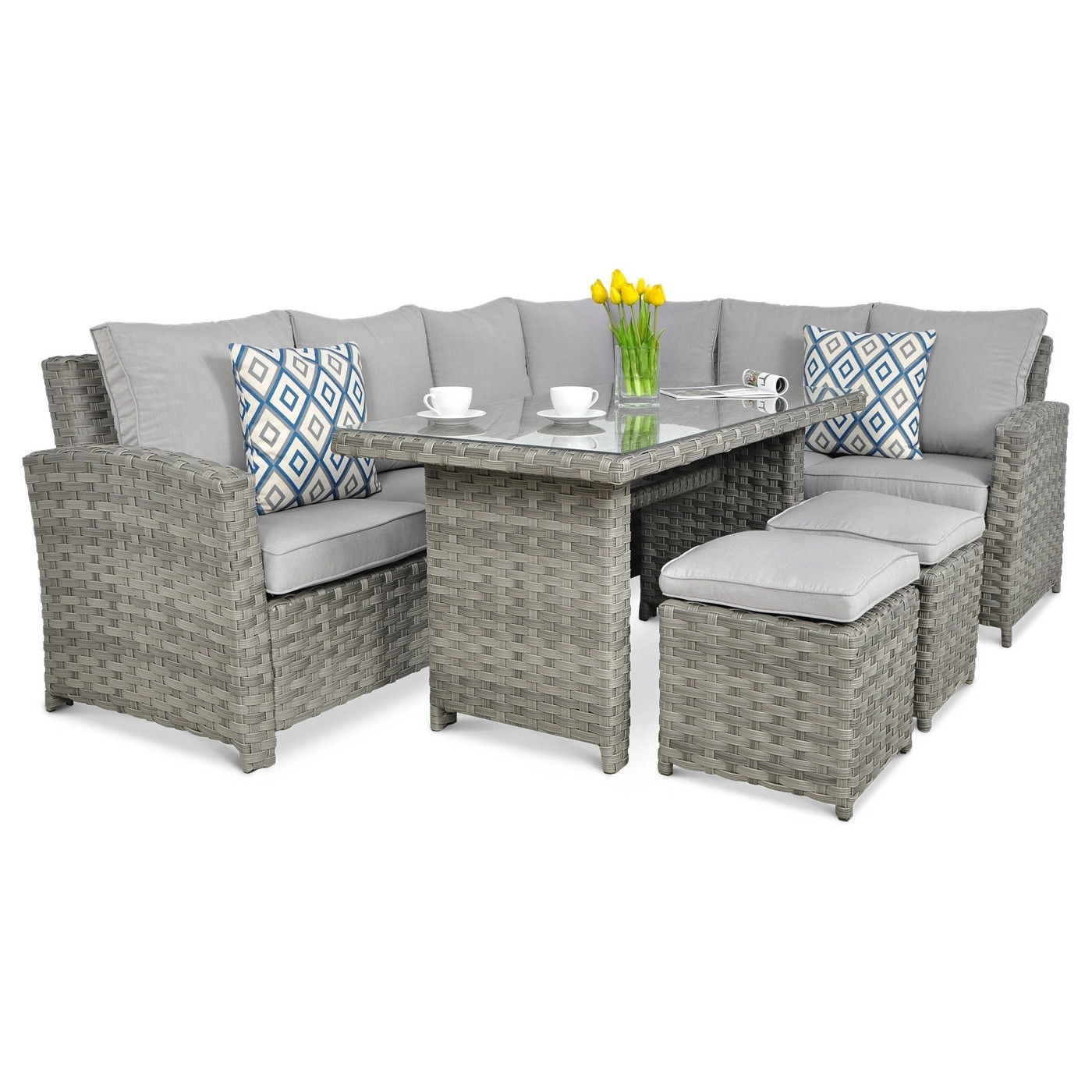 OUTLET 126 Narożnik technorattanowy SANTANA DINING Modern Grey