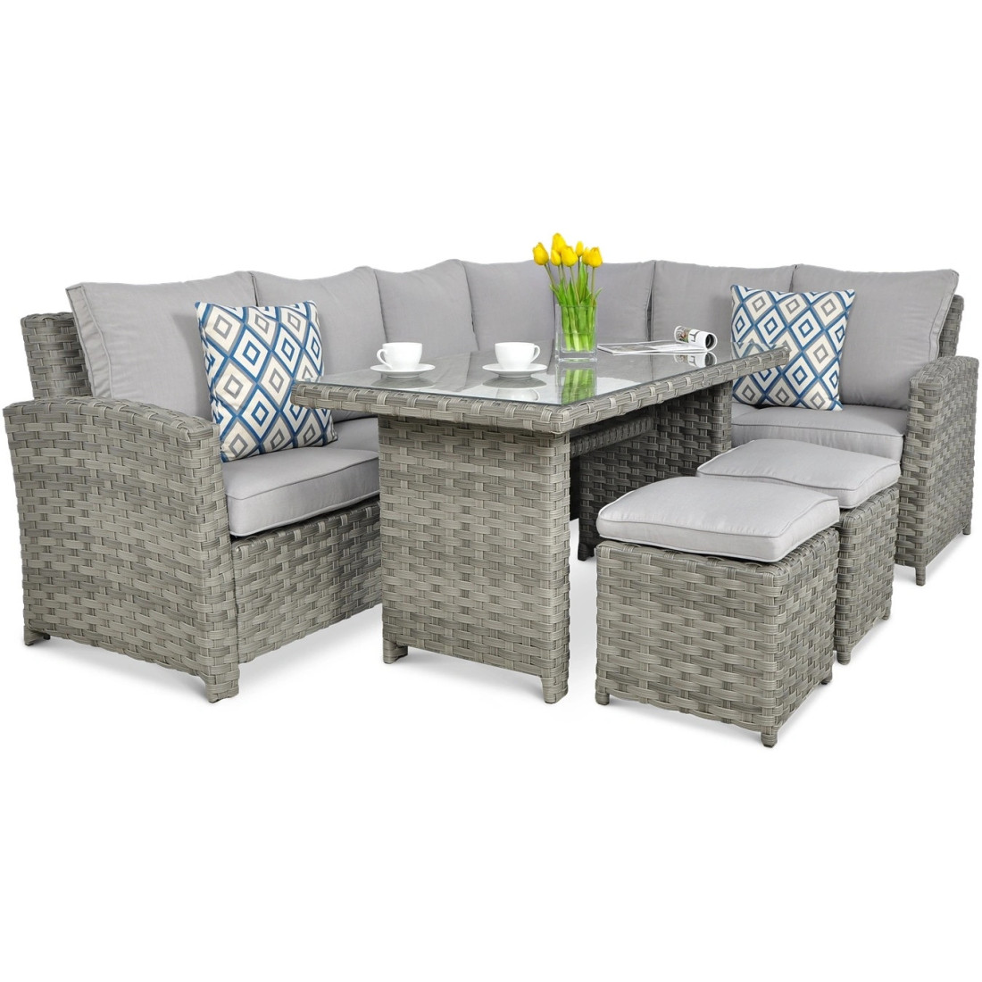 OUTLET 126 Narożnik technorattanowy SANTANA DINING Modern Grey