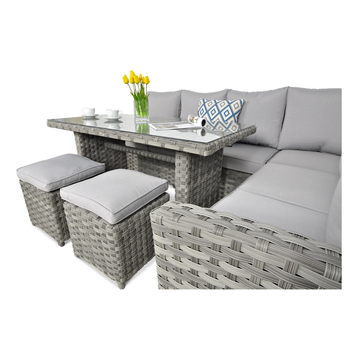 OUTLET 126 Narożnik technorattanowy SANTANA DINING Modern Grey