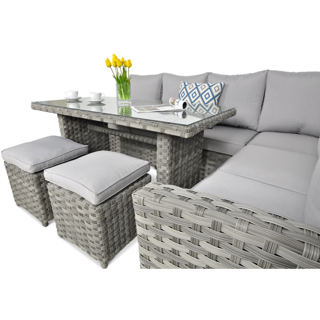 OUTLET 126 Narożnik technorattanowy SANTANA DINING Modern Grey
