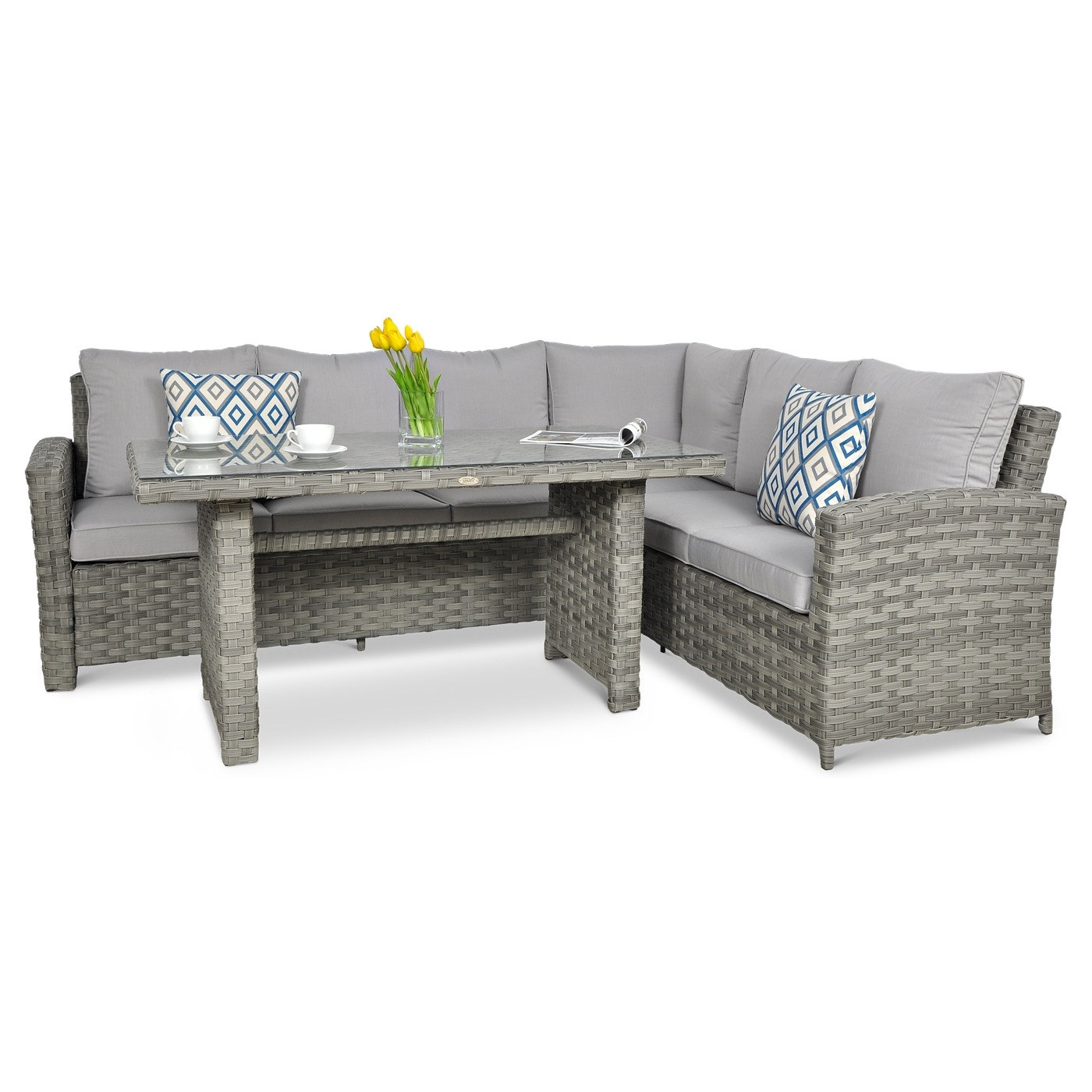 OUTLET 126 Narożnik technorattanowy SANTANA DINING Modern Grey
