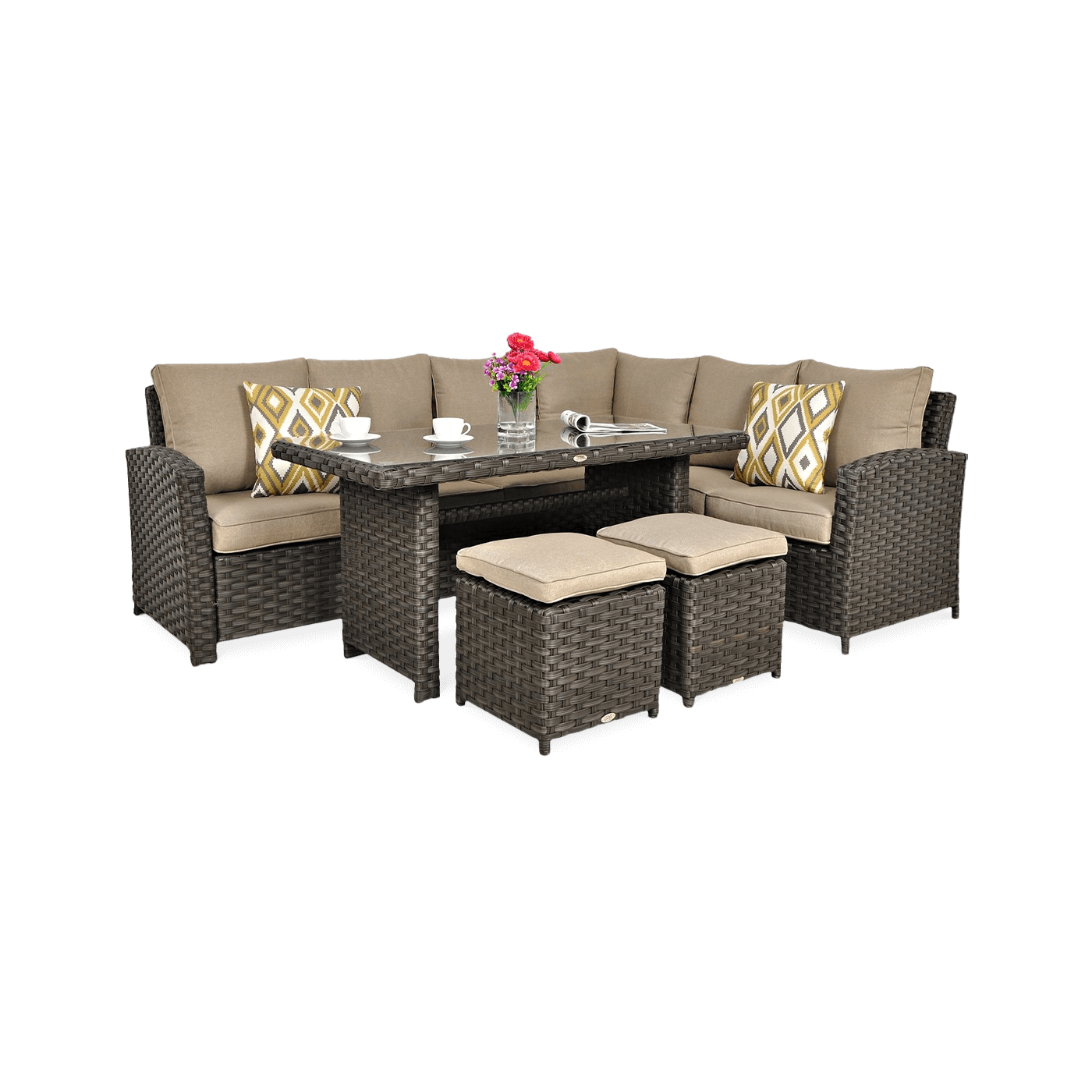 OUTLET 128 Narożnik technorattanowy SANTANA DINING Brown