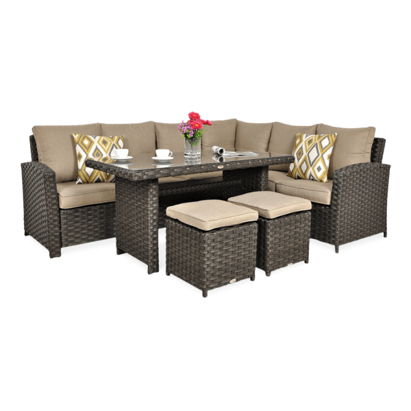 OUTLET 128 Narożnik technorattanowy SANTANA DINING Brown
