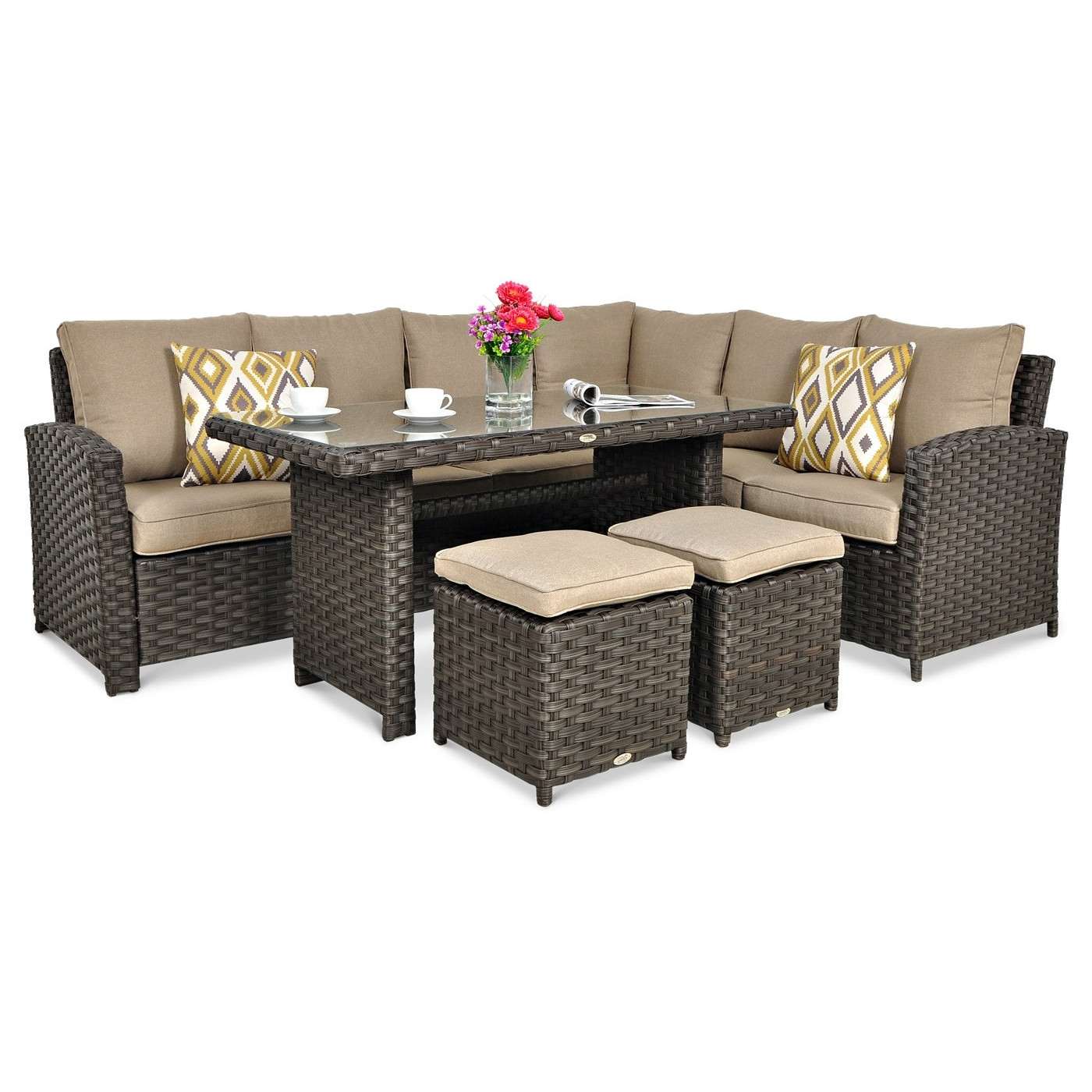 OUTLET 128 Narożnik technorattanowy SANTANA DINING Brown