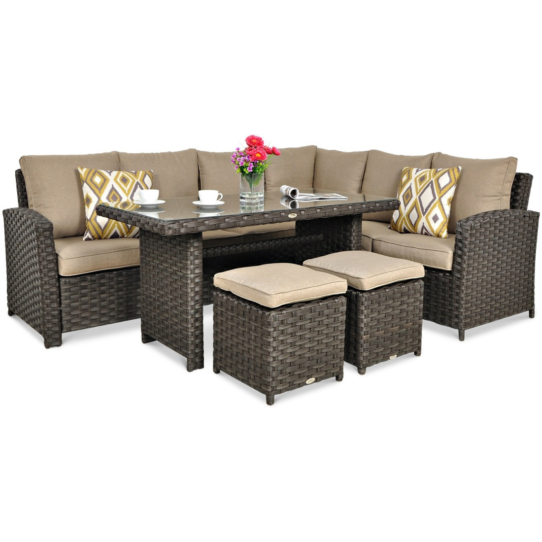 OUTLET 128 Narożnik technorattanowy SANTANA DINING Brown