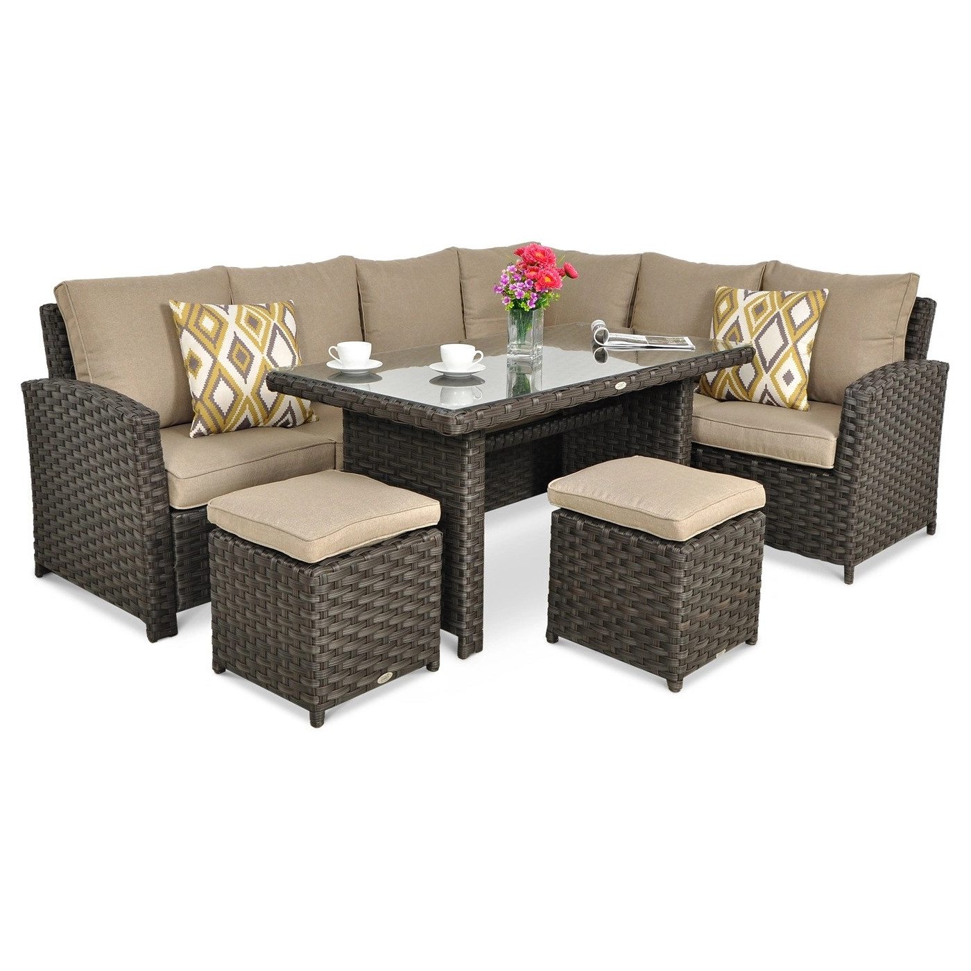 OUTLET 128 Narożnik technorattanowy SANTANA DINING Brown