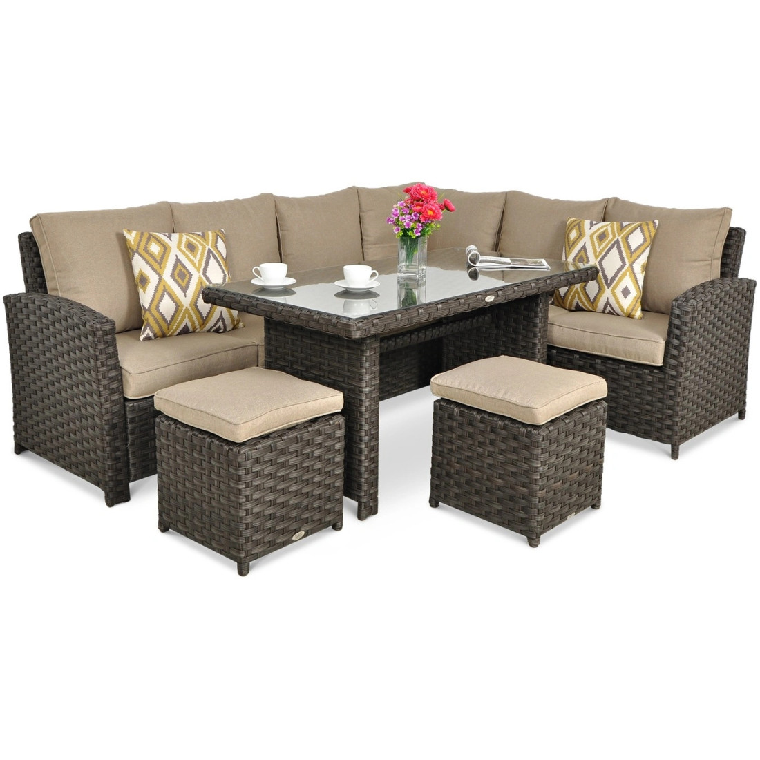 OUTLET 128 Narożnik technorattanowy SANTANA DINING Brown
